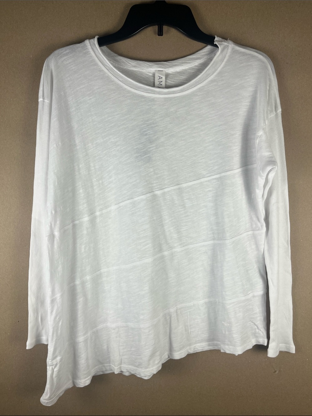 Amadi Anthropologie White LS Tee XS Petite Panel Seam Detail NWT Clean Girl